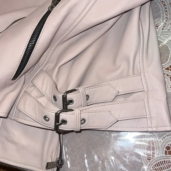 Vintage Women's Light Pink Leather Jacket - Picture 3 of 6